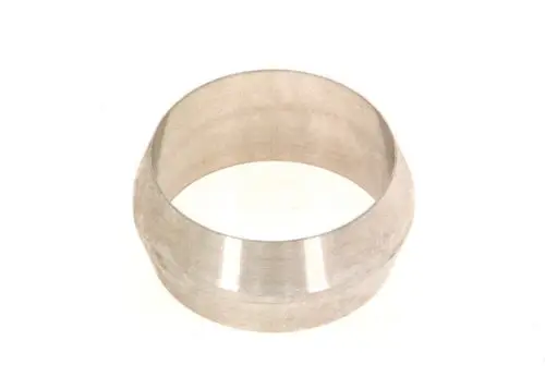 Kreisförmiger Metallring ohne erkennbare Beschriftung, mit einem glatten, silbernen Finish. Möglicherweise ein Klemmring von Bosch für technische Anwendungen.